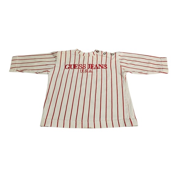 VTG Baby Guess Striped Shirt Long Sleeve 12 Mos Red & White Stained - Picture 1 of 8